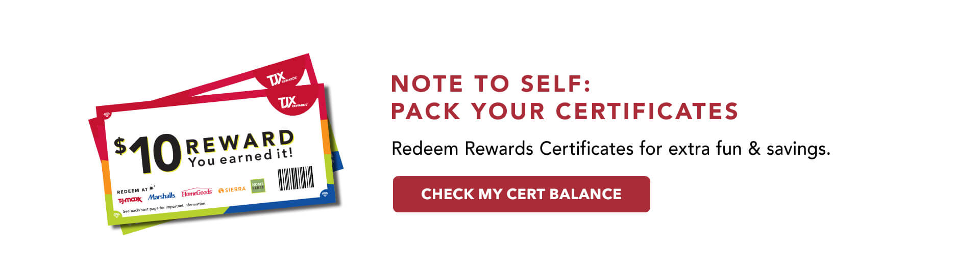 Check your reward certificate balance